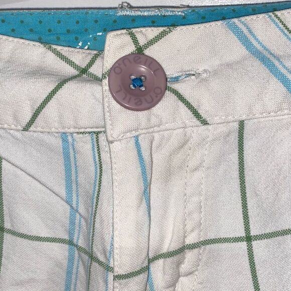 O'Neill Women's Multicolor Plaid Flat Front Cotton Beach Bermuda Shorts Size 0 - Picture 5 of 9